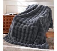 BENVWE Couverture en Fausse Fourrure à Bulles, Douce, Confortable et épaisse, pour canapé, Chaise, lit, 130 x 160 cm, Gris Graphite