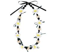 Benwanfee Collier hawaïen noir Kukui Nut Leis 2026 en acrylique avec perles en forme de cœur et de coquillages artificiels pour lycée, université, remise de diplôme, fête