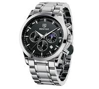 BENYAR by Montre Homme Chronographe 30M Etanche Lumineuse Classique Mode Montres Bracelet en Acier Inoxydable Grand Cadran Date Analogique Quartz Montre Cadeau élégant pour Hommes