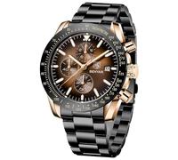 BENYAR by Montre Homme Chronographe Etanche Lumineuses Date Montres Bracelet en Acier Inoxydable Grand Cadran Classique Mode Affaires Analogique Quartz Montres Cadeau élégant pour Hommes