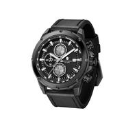 BENYAR by Montres pour Hommes SAPPHERO Étanches Montre pour Homme Chronographe Noir/Bleu Cuir Argent/Rose doré Boîtier Noir/Bleu Cadran/Anniversaire/Noël/Cadeau pour la fête des Pères