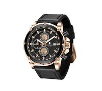 BENYAR by Montres pour Hommes SAPPHERO Étanches Montre pour Homme Chronographe Noir/Bleu Cuir Argent/Rose doré Boîtier Noir/Bleu Cadran/Anniversaire/Noël/Cadeau pour la fête des Pères