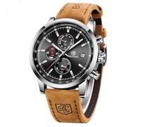 BENYAR Hommes Montres Cuir Chronographe Montre de Sport Classique Militaire élégant 30M étanche Bracelet Acier pour Mouvement à Quartz Cadeau Homme