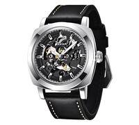 BENYAR - Montre Automatique Homme Mécanique |Bracelet en Cuir | Mouvement Doré | Cadran Squelette de 45 mm | Résistant à l'eau et Aux Rayures Cadeau élégant