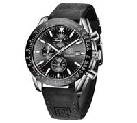 BENYAR Montre Homme Analogique Quartz Chronographe Etanche Lumineux Date Grand Cadran Montres Bracelet en Cuir Classique Mode Affaires Montres Cadeau élégant pour Hommes