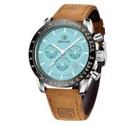 BENYAR Montre Homme Analogique Quartz Chronographe Etanche Lumineux Date Grand Cadran Montres Bracelet en Cuir Marron Classique Mode Affaires Montres Cadeau élégant pour Hommes