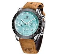 BENYAR Montre Homme Chronographe Analogique Quartz Etanche Lumineuses Classique Mode Affaires Sport Montres Bracelet en Cuir Marron Grand Cadran Date Montre Cadeau élégant pour Hommes