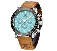 BENYAR Montre Homme chronographe pour Homme Mouvement à Quartz Bracelet en Cuir Montre de Sport d'affaires de Mode 30M étanche et Anti-Rayures Cadeau élégant