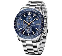 BENYAR Montre Homme chronographe pour Homme Mouvement à Quartz Bracelet en Cuir Montre de Sport d'affaires de Mode 30M étanche et Anti-Rayures Cadeau élégant