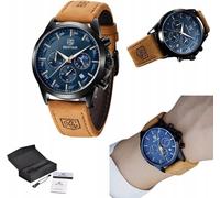 Benyar montre homme classique élégante affichage de la date bracelet cuir chronographe