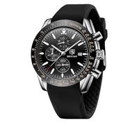 BENYAR Montre Homme Etanche Analogique Quartz Chronographe Lumineuses Date Grand Cadran Classique Mode Affaires Montres Cadeau élégant pour Hommes,Noir Argent