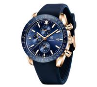BENYAR Montre Homme Etanche Analogique Quartz Chronographe Lumineuses Date Grand Cadran Classique Mode Affaires Montres Cadeau élégant pour Hommes,Bleu Doré