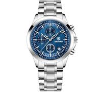 Benyar Montre Homme Quartz Acier Inoxydable 42.2mm Élégant avec Chronographe et Calendrier Étanche 30M (3ATM) Style Business Décontracté