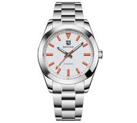 BENYAR Montre mécanique automatique pour homme Modèle 5218 - Cadran en cristal saphir, acier inoxydable, étanche à 100 m, à remontage automatique, montre-bracelet d'affaires, Blanc BY5218, Sports