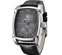 BENYAR Montre pour homme Date Semaine Phases de Lune Carré Étanche 3 ATM Bracelet en Cuir Noir Marron Bleu Tendance Casual Classique Rétro Rectangle Montre-bracelet Cadeau Parfait pour un ami, G