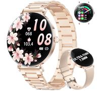 BENYAR SMART Montre Connectée Femme, 1.43" Ultra-Fin Écran AMOLED avec Appel Bluetooth, Santé Féminine, Étanche IP68, 110 + Modes Sportifs, Podomètre, Smartwatch Femme pour iOS Android, Acier Or-Rose