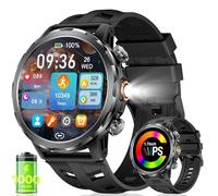 BENYAR SMART Montre Connectée Homme avec Appel Bluetooth 1000mAh, 1,7" HD Écran/LED Lampe/100+ Modes Sportifs, Surveillance Fréquence Cardiaque/SpO2/Sommeil IP68 Étanche Compatible Android iOS Noir