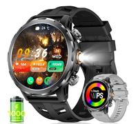 BENYAR SMART Montre Connectée Homme avec Appel Bluetooth 1000mAh, 1,7" HD Écran/LED Lampe/100+ Modes Sportifs, Surveillance Fréquence Cardiaque/SpO2/Sommeil IP68 Étanche Compatible Android iOS Gris