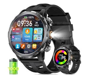BENYAR SMART Montre Connectée Homme avec Appel Bluetooth 1000mAh, 1,7" HD Écran/LED Lampe/100+ Modes Sportifs, Surveillance Fréquence Cardiaque/SpO2/Sommeil IP68 Étanche Compatible Android iOS Noir