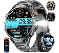 BENYAR SMART-Montre Connectée Homme avec Batterie 1000mAh, 1,85'' HD Grand Écran Smartwatch Militaire avec Lampe LED, Appels pour Android iOS, Étanche IP68, 120+ Modes Sport Bracelet Sportif, Noir