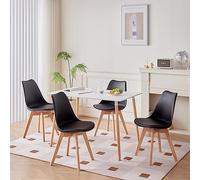 BenyLed Ensemble de Salle à Manger rectangulaire avec 4 chaises, pour la Maison, Le Bureau et Le café (Noir+ZDCZ), 110 * 70 * 74cm, CZYJX-05