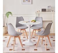 BenyLed Ensemble de Table Ronde et 4 chaises pour Cuisine, terrasse, Jardin, Balcon, Salle à Manger, Table et chaises, Ensemble de 5 pièces (Gris+DTYZ), 80 * 80 * 75cm, DTYZ-05
