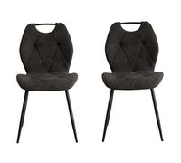 BenyLed Lot de 2 Chaises de Salle à Manger, Chaises de Cuisine Rembourrées avec Dossier à Oreilles et Poignée, Chaises sans Accoudoirs en Tissu pour Maison, Appartement (Noir)