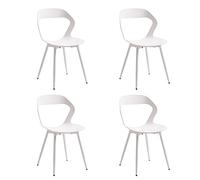 BenyLed Lot de 4 chaises de salle à manger ; chaises de cuisine avec design à dossier creux ; siège en polypropylène et pieds en métal robustes (blanc)