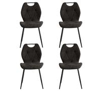 BenyLed Lot de 4 Chaises de Salle à Manger, Chaises de Cuisine Rembourrées avec Dossier à Oreilles et Poignée, Chaises sans Accoudoirs en Tissu pour Maison, Appartement (Noir)