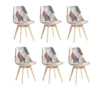BenyLed Lot de 6 Chaises de Salle à Manger, Chaise D'appoint Lavable en Faux Cuir PU Chaises de Salle à Manger Modernes du Milieu du Siècle Assise Confortable avec Coussin Rembourré, Gris