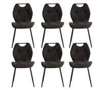 BenyLed Lot de 6 Chaises de Salle à Manger, Chaises de Cuisine Rembourrées avec Dossier à Oreilles et Poignée, Chaises sans Accoudoirs en Tissu pour Maison, Appartement (Noir)
