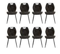 BenyLed Lot de 8 Chaises de Salle à Manger, Chaises de Cuisine Rembourrées avec Dossier à Oreilles et Poignée, Chaises sans Accoudoirs en Tissu pour Maison, Appartement (Noir)