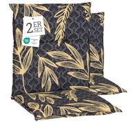 Beo® Barcelona - Lot de 2 coussins pour chaise de jardin à dossier bas - Lavables, respirants, résistants aux UV - Coussins d'assise de qualité supérieure - Pour l'extérieur - Fabriqué en UE