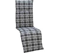 Beo Chaises Coussin avec bordure pour fauteuil relax de jardin Motif carreaux Env. 47 x168 cm, gris/noir/multicolore