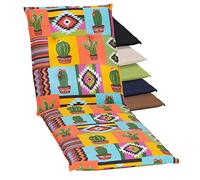 Beo Coussin pour Chaise Longue Turin - Lavable - Fabriqué en UE - Qualité supérieure - Résistant aux UV - avec Bande de Maintien en Caoutchouc - Respirant - Motif Mexicain Jaune
