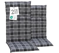 Beo Lot de 2 Coussins de Chaise de Jardin Barcelone - Fabriqués en UE Selon la Norme Öko-Tex - Lavables - Respirants - pour Chaise à Dossier Haut - Gris Anthracite