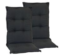 Beo Lot de 2 Coussins pour Chaise de Jardin à Dossier Haut - Imperméables - Fabriqué en UE - Lot de 2 Coussins pour Fauteuil à Dossier Haut - Résistant aux UV et aux Taches - Respirant - Anthracite