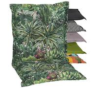Beo Nice Coussin pour Chaise de Jardin, Lavable, fabriqué en UE, de qualité supérieure, résistant aux UV, Respirant, pour Fauteuil à Dossier Bas, avec Motif de Cactus en Vert