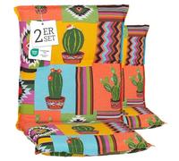 Beo® Turin Lot de 2 coussins pour chaise de jardin, à dossier bas, lavables en machine à 30 °C, respirants, fabriqués en UE, Öko-Tex Standard et résistants aux UV, rembourrage extra épais