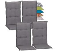 Beo Turin Lot de 4 Coussins pour Fauteuil à Dossier Haut - Imperméables - Fabriqués en UE - Qualité supérieure - Résistants aux UV et aux Taches - Respirants - Gris