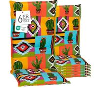 Beo® Turin Lot de 6 coussins pour chaise de jardin à dossier haut, lavables à 30 °C, respirants, résistants aux UV, fabriqués en UE, Öko-Tex Standard - Coussins d'assise extra épais pour l'extérieur