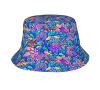 Beoek - Chapeau bob à fleurs et champignons colorés - Chapeau de pêcheur de mode ensoleillé pliable pour l'extérieur - Casquette de plage pour femmes, hommes et adolescents