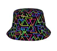 Beoek - Chapeau bob rétro néon en triangle - Chapeau de pêcheur pliable pour le soleil, l'extérieur, la plage et la pêche - Pour femmes, hommes, adolescents