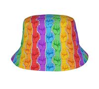 Beoek LGBT Arc-en-ciel Poing Bob Chapeau avec poing de pêcheur pour la mode, le soleil - Chapeau de plage emballable pour femmes et hommes, adolescents - Casquette de pêcheur