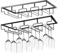 BEOIUCZZY 2 Pièces Porte-Verres à Pied Suspendu, 4 Rangs Support pour Verre à Vin en Métal Suspendu Support de Verre à Vin pour la Maison, la Cuisine, Le Bar, Le Restaurant