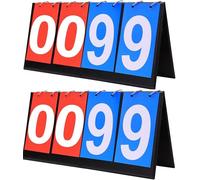 BEOIUCZZY Lot de 2 tableaux d'affichage, 4 chiffres, tableau d'affichage de concours manuel portable, tableau de score, 0 à 99, affichage multifonction pour basket-ball, football, volley-ball