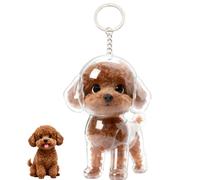 Beojonvy Porte-clés de collection de poils de chien, pendentif en poils d'animaux, rappel de poils d'animaux pour chiens et amoureux des chats et des chiens, I Caniche, I Pudel