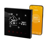 Beok Thermostat Connecté WiFi pour Chauffage au Sol Électrique,Thermostat d'Ambiance Intelligent Thermostats Programmable avec Capteur Externe Compatible Alexa Google Home 16A,Noir