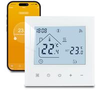 Beok Thermostat Connecté WiFi pour Chauffage de Chaudière à Gaz Thermostat d'Ambiance Programmable Régulateur de Température avec LCD Numérique Compatible Alexa Google Home 3A,Blanc