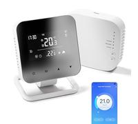 Beok Thermostat RF sans Fil avec récepteur pour chaudière (Chauffage à Eau), programmable quotidiennement, connecté d'ambiance et Intelligent, Compatible WiFi, Tuya Smart, Alexa & Google Home